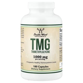 Double Wood Supplements, TMG, 180 Capsules (500 mg per Capsule)