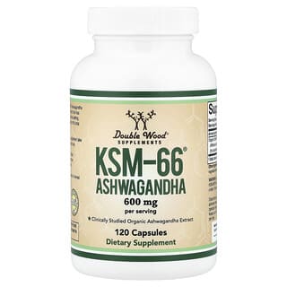 Double Wood Supplements, KSM66®, ашваганда, 120 капсул (300 мг в 1 капсуле)