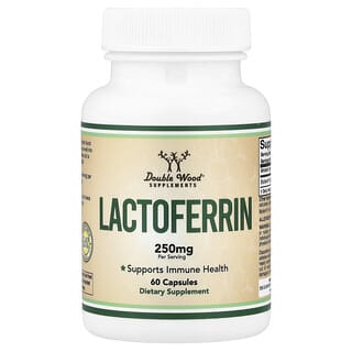 Double Wood Supplements, Lactoferrin, 60 Capsules (125 mg per Capsule)