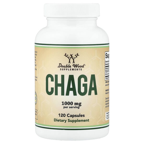 Double Wood Supplements, Chaga, 120 Capsules (500 mg per Capsule) — product photo 1