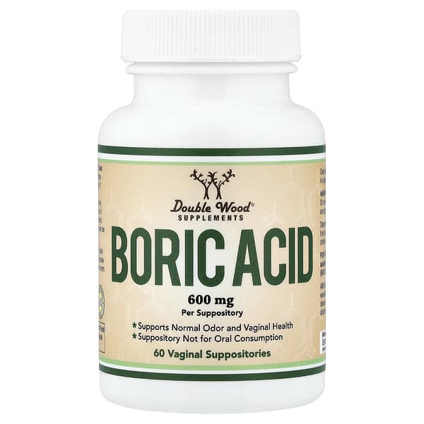 Double Wood Supplements, Boric Acid, 60 Vaginal Suppositories