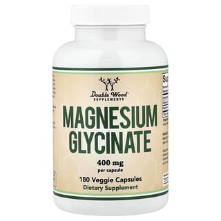 Double Wood Supplements, Glicinato de magnesio, 400 mg, 180 cápsulas vegetales