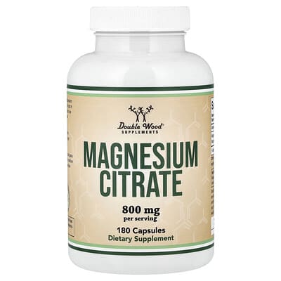 Double Wood Supplements, Magnesium Citrate, 180 Capsules (400 mg per capsule)