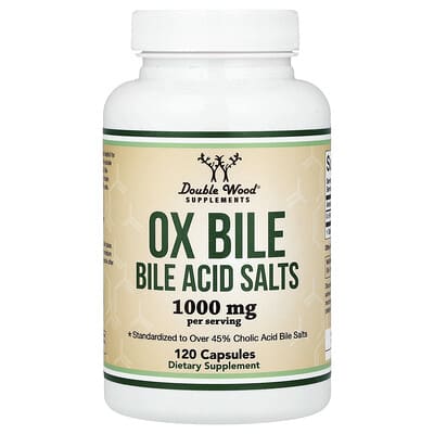 Double Wood Supplements, Ox Bile, 120 Capsules (500 mg per Capsule)