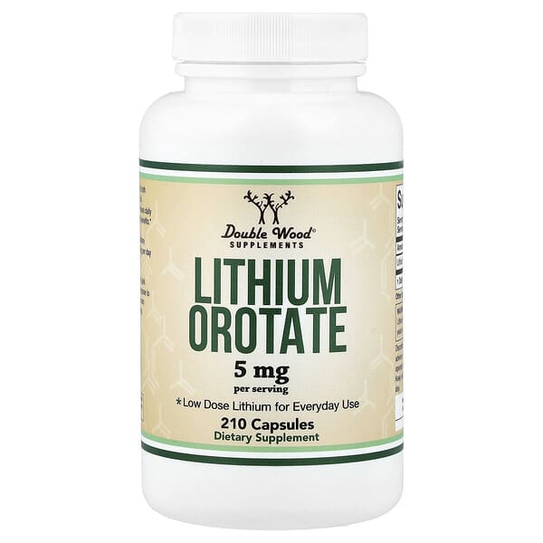 Double Wood Supplements, Lithium Orotate, 5 mg, 210 Capsules — product photo 1