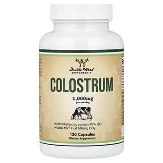 Double Wood Supplements, Colostrum, 120 Capsules (500 mg per Capsule)