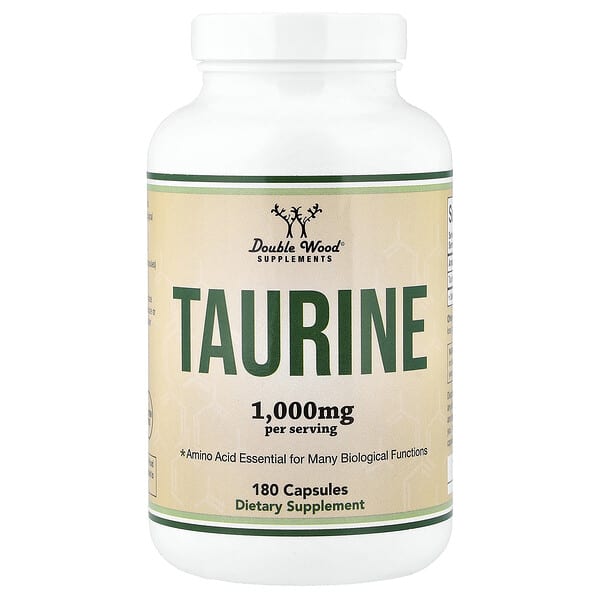 Double Wood Supplements, Taurine, 180 Capsules (500 mg per Capsule) — product photo 1
