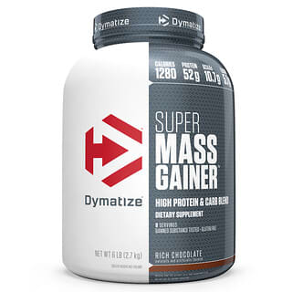 Dymatize Nutrition, Super Mass Gainer، بنكهة  الشيكولاتة الغنية، 6 أرطال (2.7 كجم)