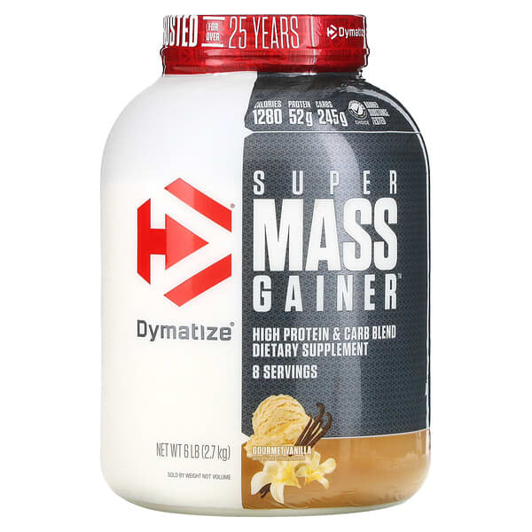 Dymatize, スーパーMass Gainer（マスゲイナー）、グルメバニラ、2.7kg（6ポンド）