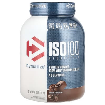 Dymatize, ISO100® Hydrolysed Protein Powder, Gourmet Chocolate, 3 lb (1.37 kg) Dymatize, ISO100® Hydrolysed Protein Powder, Gourmet Chocolate, 3 lb (1.37 kg)
