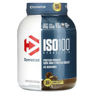 Dymatize, ISO100 hidrolizado, 100% aislado de proteína de suero de leche, Chocolate gourmet, 1,4 kg (3 lb)