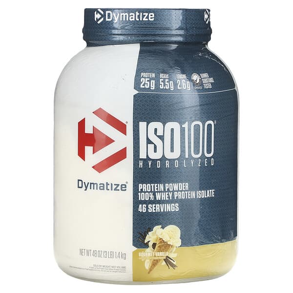 Dymatize, ISO100 Hydrolyzed, 100% Whey Protein Isolate, Gourmet Vanilla, 3 lb (1.4 kg)