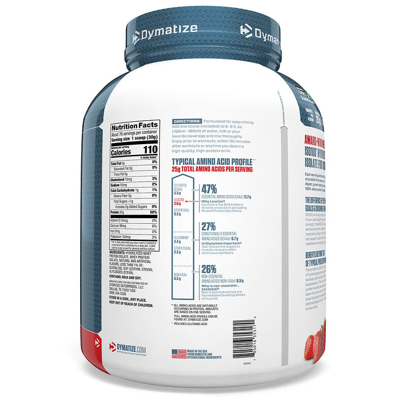 ISO100 Hydrolyzed, 100% Whey Protein Isolate, Strawberry, 5 lbs (2.3 kg)