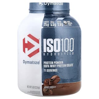 Dymatize, ISO100, гидролизованный, 100% изолят сывороточного протеина, шоколад для гурманов, 2,3 кг (5 фунтов)