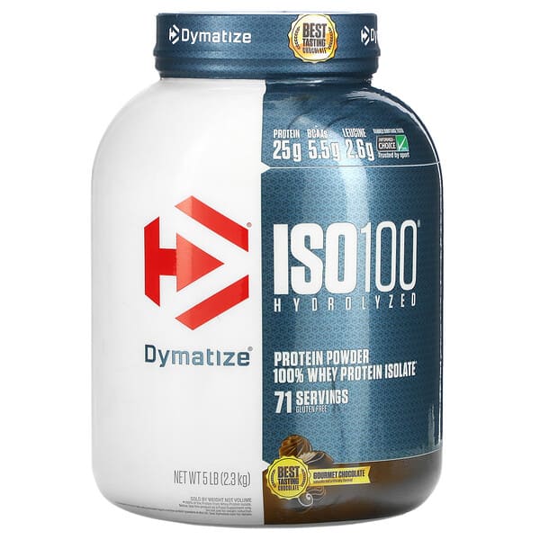 Dymatize‏, ISO 100 المتحلل مائيًا، بروتين شرش اللبن المعزول 100%، بنكهة الشيكولاتة الفاخرة، 5 رطل (2.3 كجم)