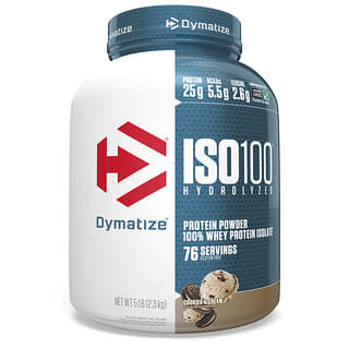 Dymatize, ISO100 hidrolizado, 100% de proteína de suero aislado, galletas y crema, 5 libras (2,3 kg)