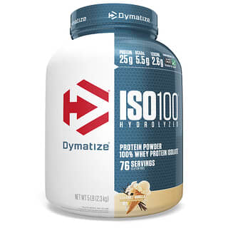 Dymatize Nutrition, ISO100, Hidrolisado, Isolado Proteico de Soro de Leite 100%, Baunilha Gourmet, 2,3 kg (5 lbs)