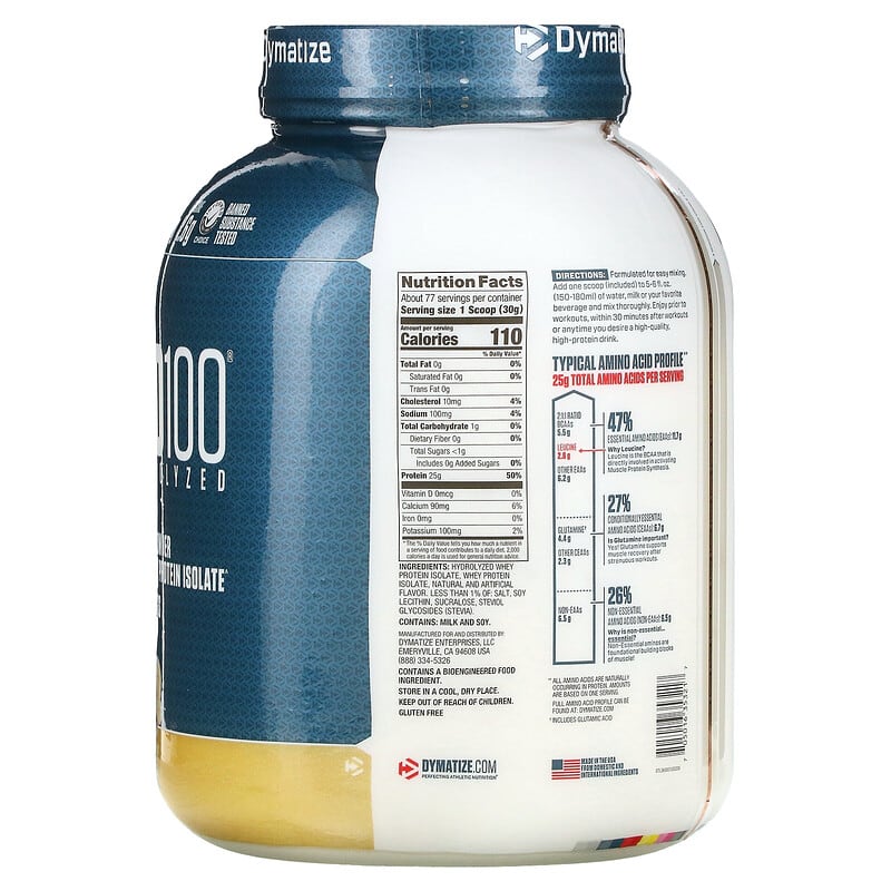 ISO100 Hydrolyzed, 100% Whey Protein Isolate, Gourmet Vanilla, 5