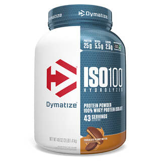 Dymatize Nutrition, ISO100 Hydrolyzed，全分离乳清蛋白，巧克力花生酱，3 磅（1.4 千克）
