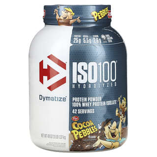 Dymatize, ISO100 hydrolysé, 100 % isolat de protéines de lactosérum, Flocons de cacao, 1,37 kg