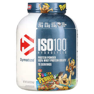 Dymatize, ISO100 hidrolizado, 100 % aislado de proteína de suero de leche, Fruity Pebbles, Sabor frutal, 2,3 kg (5 lb)