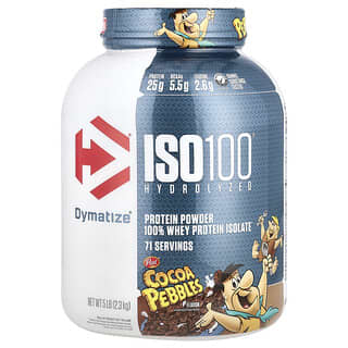 Dymatize, ISO100 hydrolysé, 100 % isolat de protéines de lactosérum, Flocons de chocolat, 2,3 kg