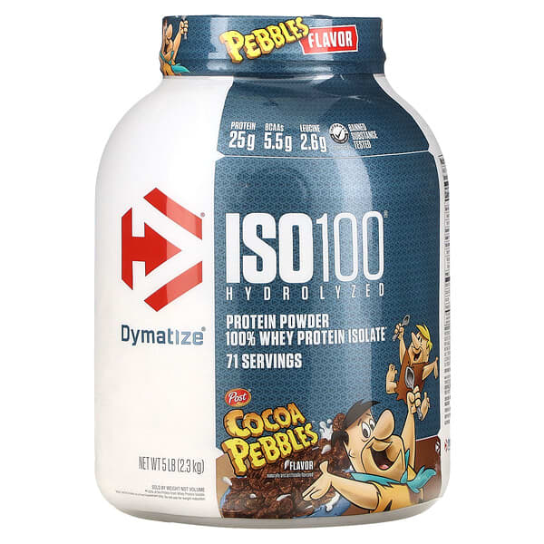 Dymatize, ISO100加水分解、100％ホエイプロテインアイソレート、ココアペブルズ、2.3kg（5ポンド）