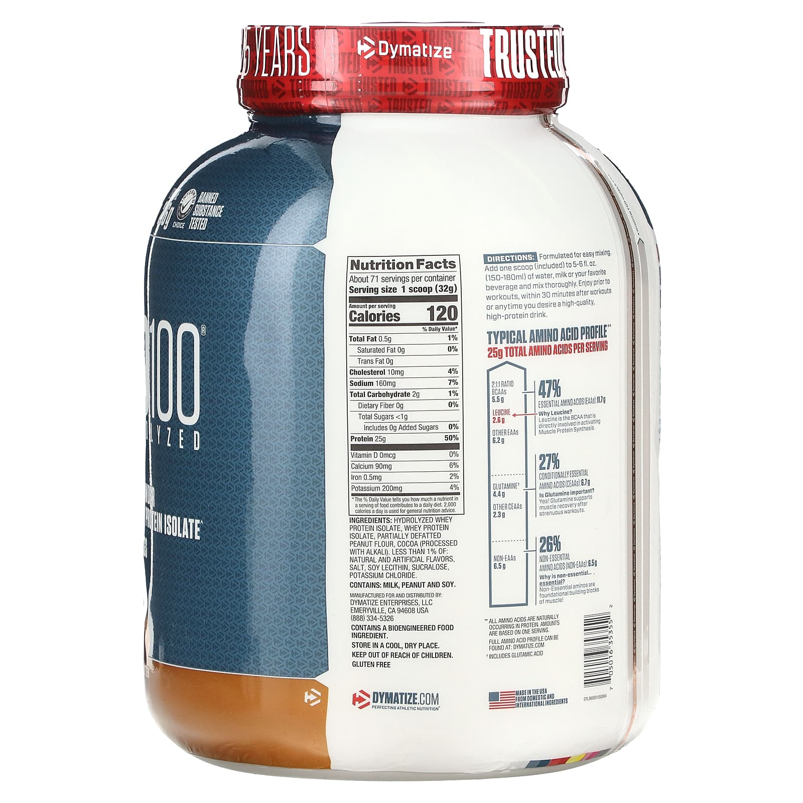 Dymatize, ISO100 Hydrolyzed, 100 Whey Protein Isolate, Chocolate Peanut Butter, 5 lb (2.3 kg)