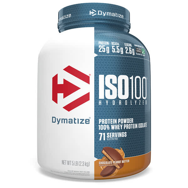 Dymatize Nutrition, ISO100 Hydrolyzed, 100% Whey Protein Isolate, Chocolate Peanut Butter, 5 lb (2.3 kg)