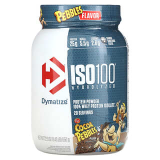 Dymatize, ISO100 hydrolysé, 100 % isolat de protéines de lactosérum, Flocons de chocolat, 640 g