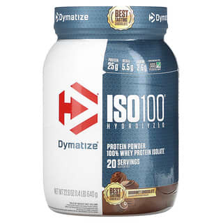 Dymatize Nutrition, ISO100 hidrolizado, 100 % aislado de proteína de suero de leche, Chocolate gourmet, 640 kg (1.4 lb)
