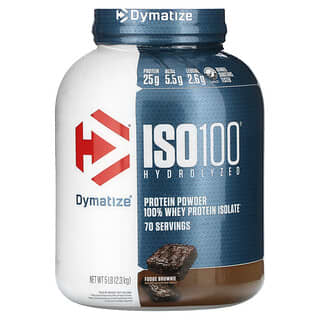 Dymatize, ISO100 idrolizzato, isolato di proteine del siero di latte al 100%, brownie fondente, 2,3 kg
