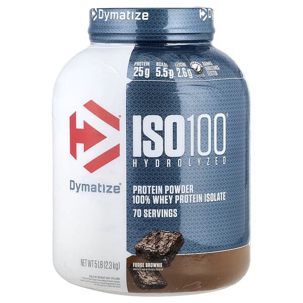 Dymatize, ISO100® 가수분해, 100% 분리유청단백질, 퍼지 브라우니 맛, 2.3kg(5lb)