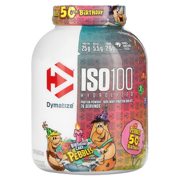 Dymatize, ISO100 Hydrolyzed 100% Whey Protein Isolate, Birthday Cake, 5 lb (2.3 kg)