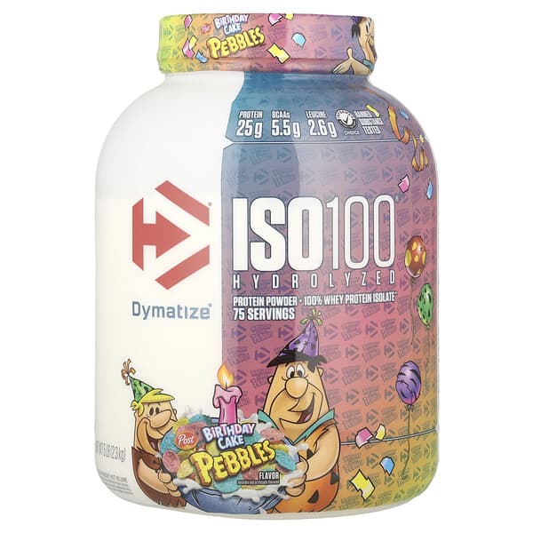 Dymatize, ISO100 Hydrolyzed，全分離乳清蛋白，生日蛋糕，5 磅（2.3 千克）