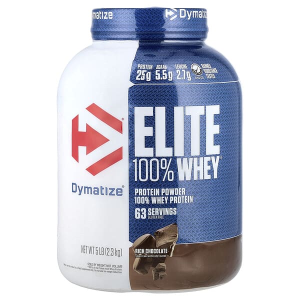 Dymatize, Elite 100% 유청 단백질 분말, 리치 초콜릿, 2.3kg(5lbs)