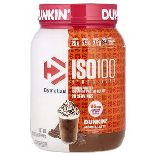 Dymatize, ISO100® Hydrolyzed, 100% Whey Protein Isolate, Dunkin’ Mocha Latte, 1.45 lb (660 g)