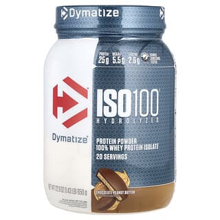 Dymatize, ISO100® hydrolysoitu, 100 % heraproteiini-isolaatti, suklaa-maapähkinävoi, 650 g