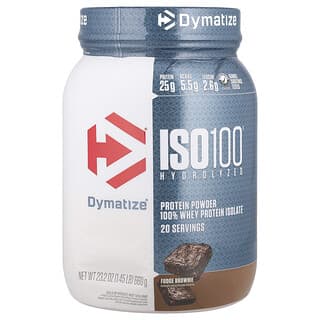 Dymatize, ISO100® hidrolizado, 100 % aislado de proteína de suero de leche, Brownie con dulce de leche, 660 g (1,45 lb)