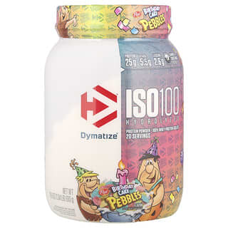 Dymatize, ISO100® Hydrolyzed, 100% Whey Protein Isolate, Pebbles™ Birthday Cake, 1.34 lbs (610 g)