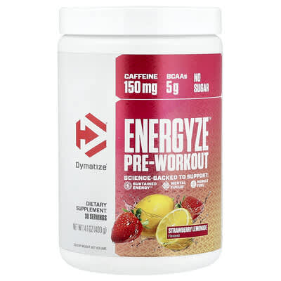 Dymatize, Energyze™ Pre-Workout Formula, Strawberry Lemonade Flavor, 14.1 oz (400 g)