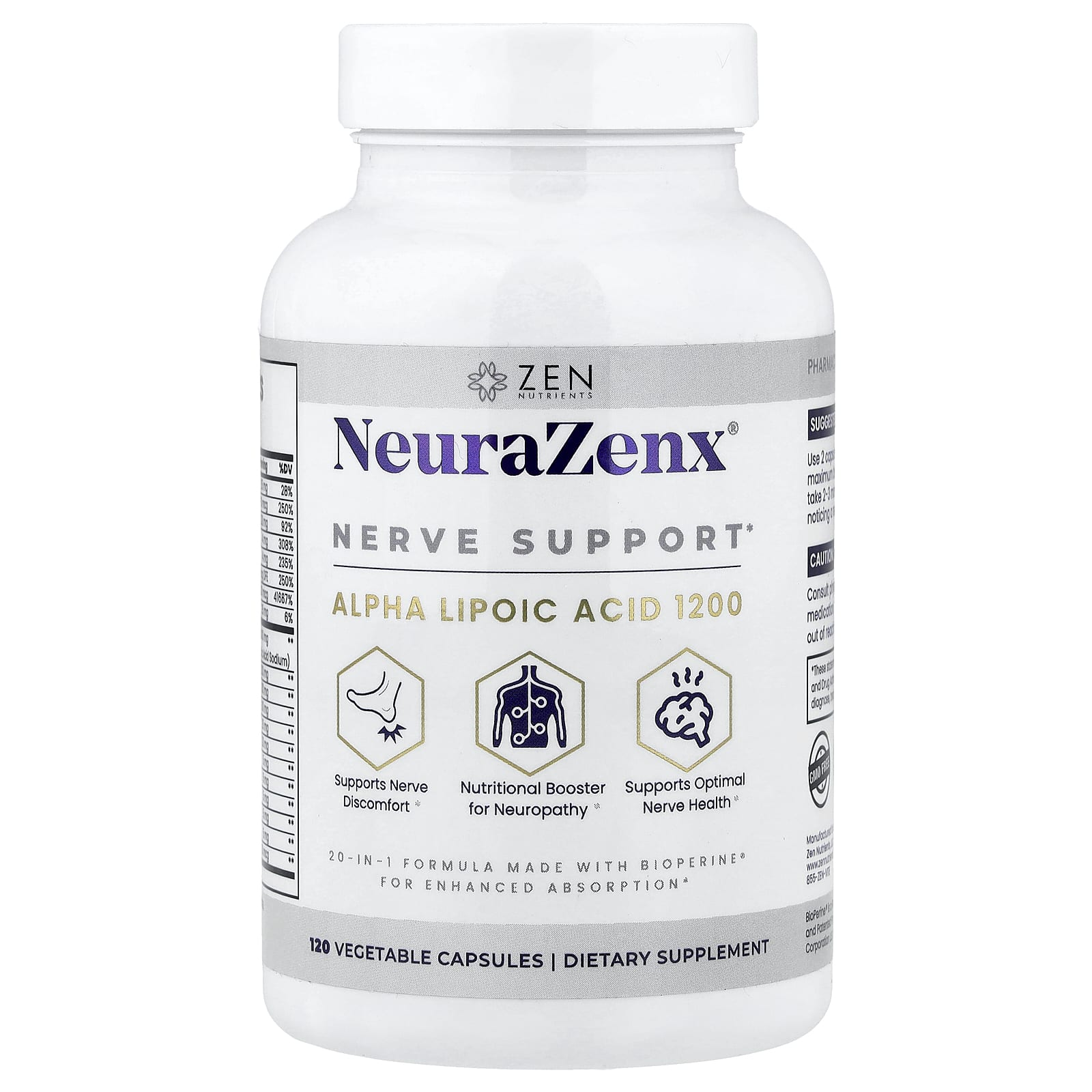 NeuraZenx®, Nerve Support, 120 Vegetable Capsules