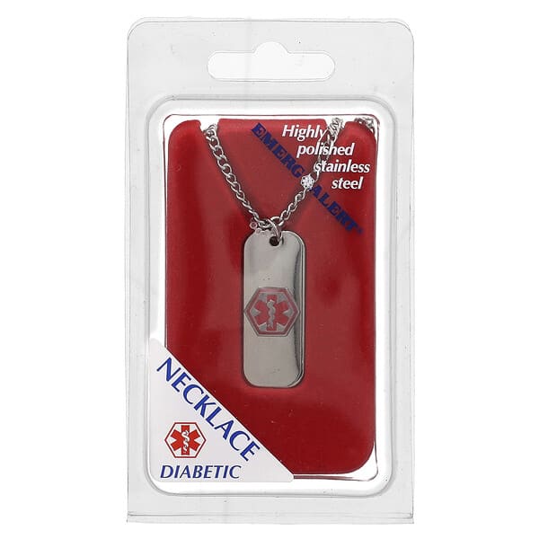 EmergeAlert, Medical Necklace, Diabetic, 1 Necklace