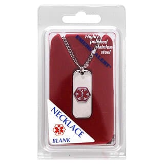 Emerge-Alert, Emergency Medical Identification Necklace, Blank, 1 Count