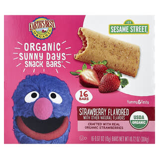Earth's Best, Barritas orgánicas Sunny Days, Para niños de 2 años en adelante, Fresa, 16 barritas, 19 g (0,67 oz) cada una