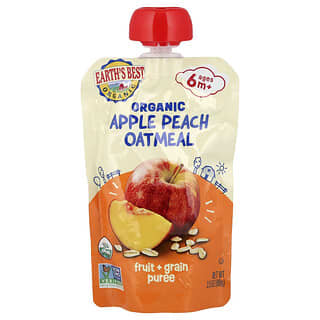 Earth's Best, Organic Fruit & Grain Puree, 6+ Months, Apple Peach Oatmeal, 3.5 oz (99 g)