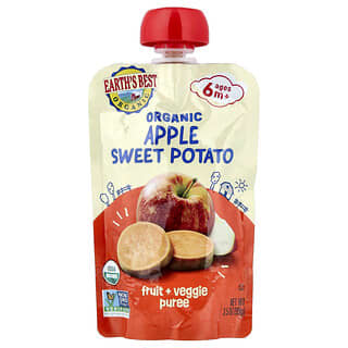 Earth's Best, Piure de fructe și legume organice, 6+ luni, mere și cartofi dulci, 99 g