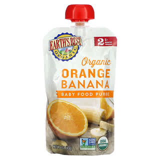 Earth's Best, Puré de comida orgánica para bebés, Más de 6 meses, Naranja y plátano`` 113 g (4 oz)