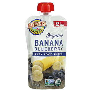 Earth's Best, Purê de Comida Orgânica para Bebês, Mais de 6 Meses, Banana e Mirtilo, 113 g (4 oz)