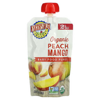 Earth's Best, Puré de comida orgánica para bebés, Más de 6 meses, Melocotón y mango`` 113 g (4 oz)